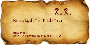 Kristyán Klára névjegykártya